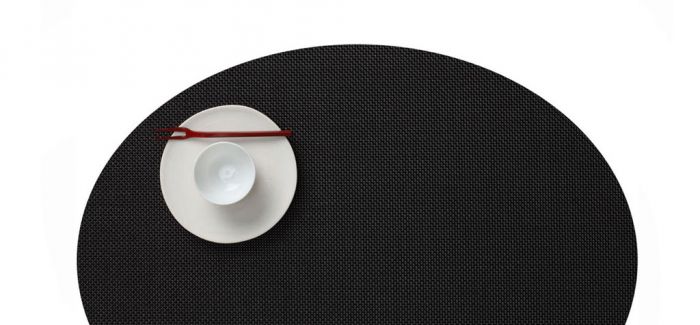 Chilewich Mini Basketweave Tischset, Black, 36 x 49,5 cm, oval