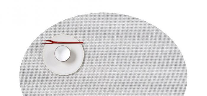 Chilewich Mini Basketweave Tischset, Weiß, 36 x 49,5 cm, oval
