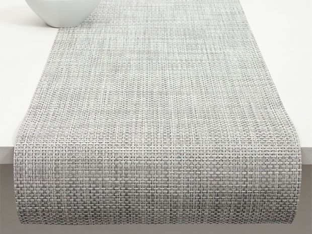 Chilewich Basketweave Tischläufer, Weiß/Silber, 36 x 183 cm