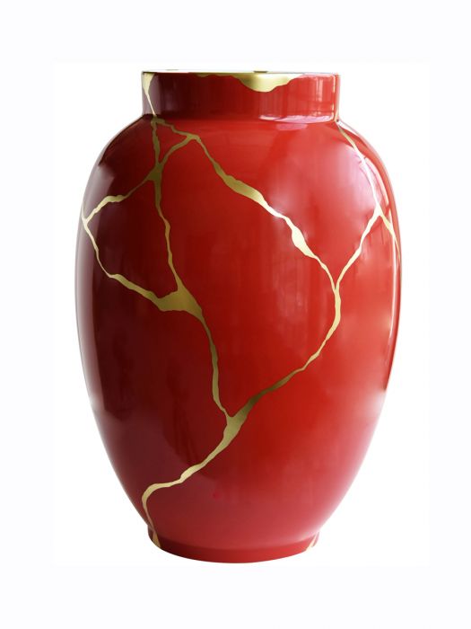 Bernardaud Kintsugi - Vase H: 57 cm, Rouge Empereur