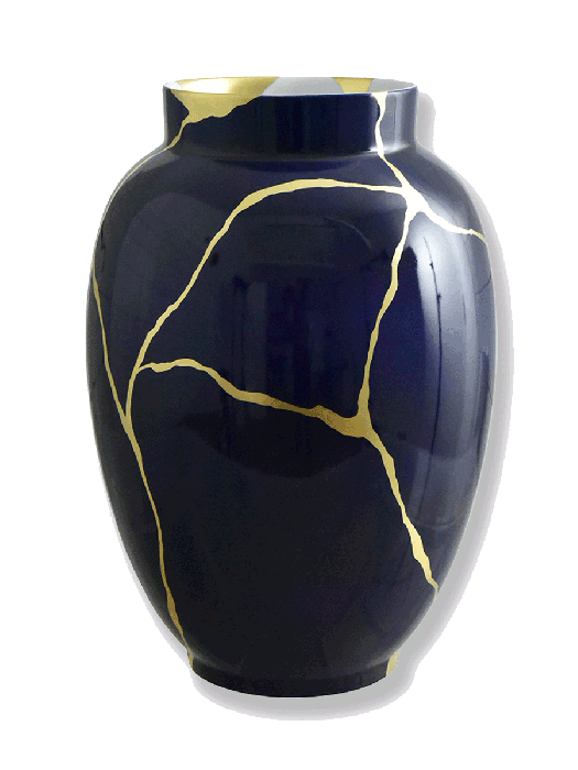 Bernardaud Kintsugi - Vase H: 57 cm, Cobalt blue