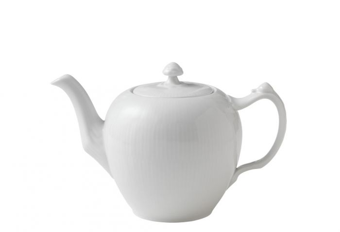 Royal Copenhagen - Weiß Gerippt - Teekanne groß