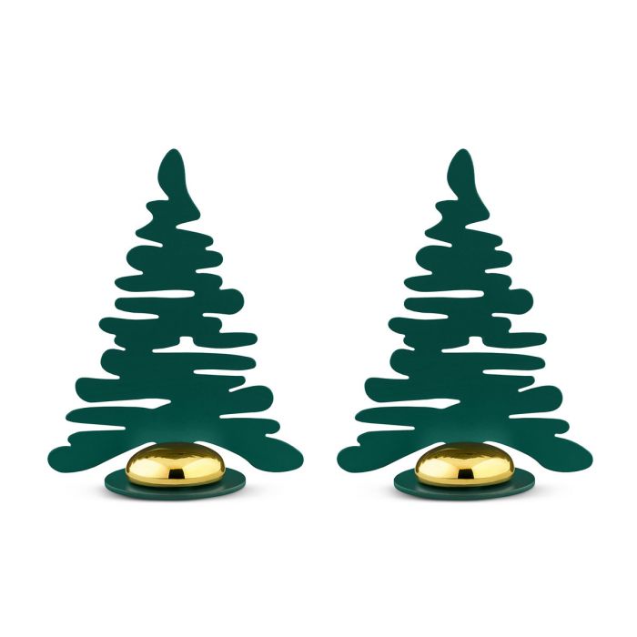 Alessi Bark for Christmas - Barkplace Tree Tischkartenhalter, grün, 2er Set
