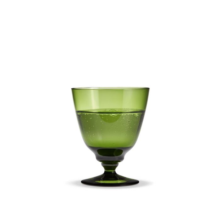 Holmegaard - Flow Wasserglas mit Fuß 35 cl, olivgrün