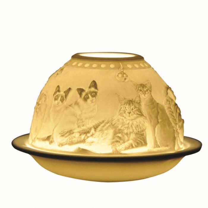 Bernardaud Lithophanie - Katzen - Porzellan Teelichthalter