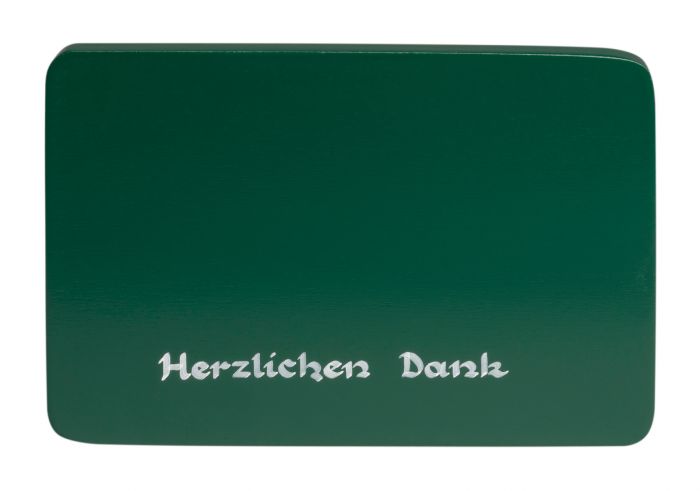 Wendt & Kühn - Beschriftete Sockelplatte, grün, "Herzlichen Dank" 
